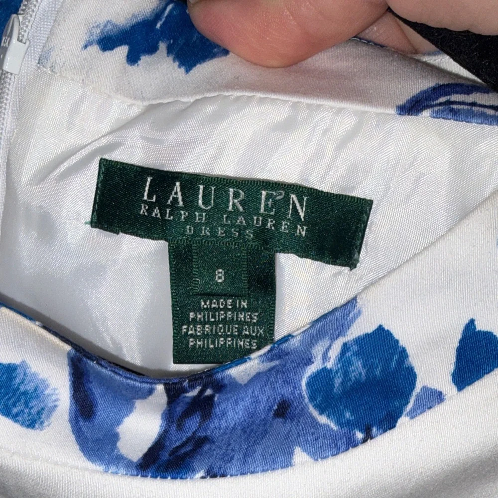 Lauren Ralph Lauren White Dress with Blue Floral Accents - Picture 6 of 9